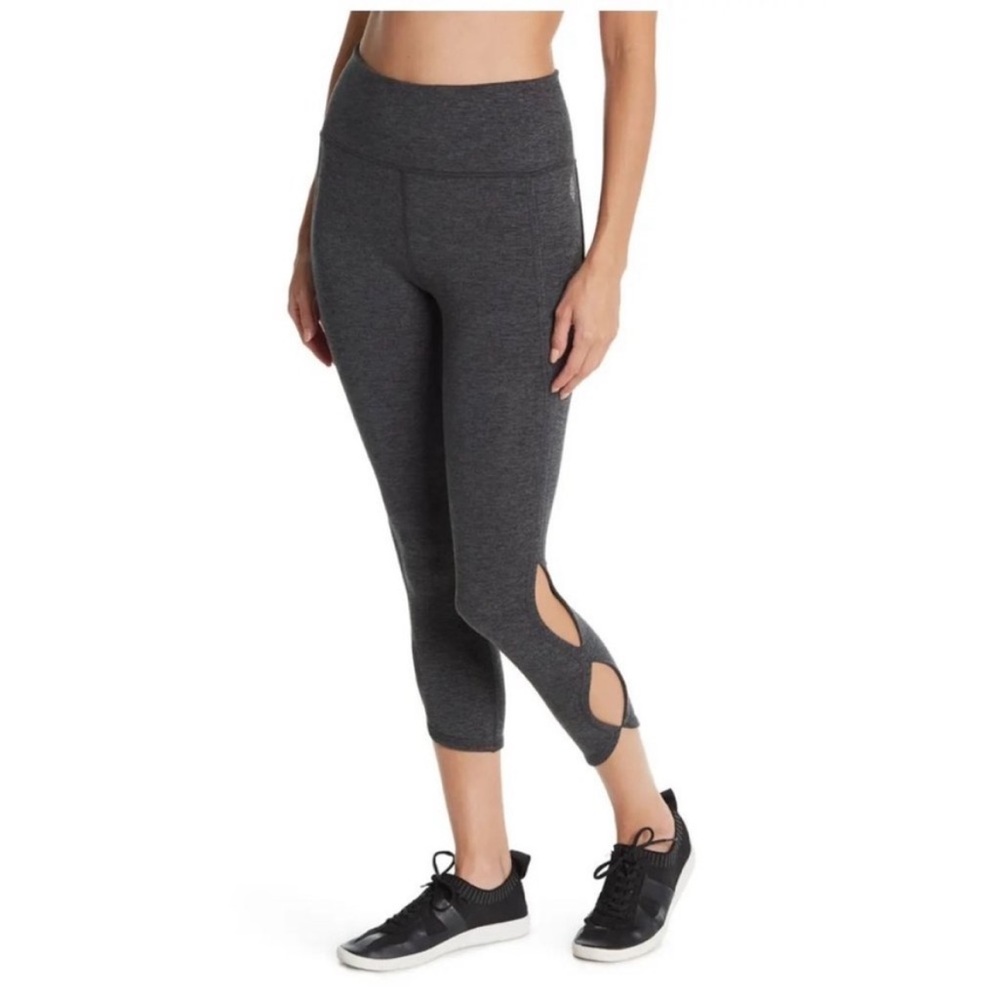 Free People | FP Movement gray cropped high rise cutout leg skinny leggings